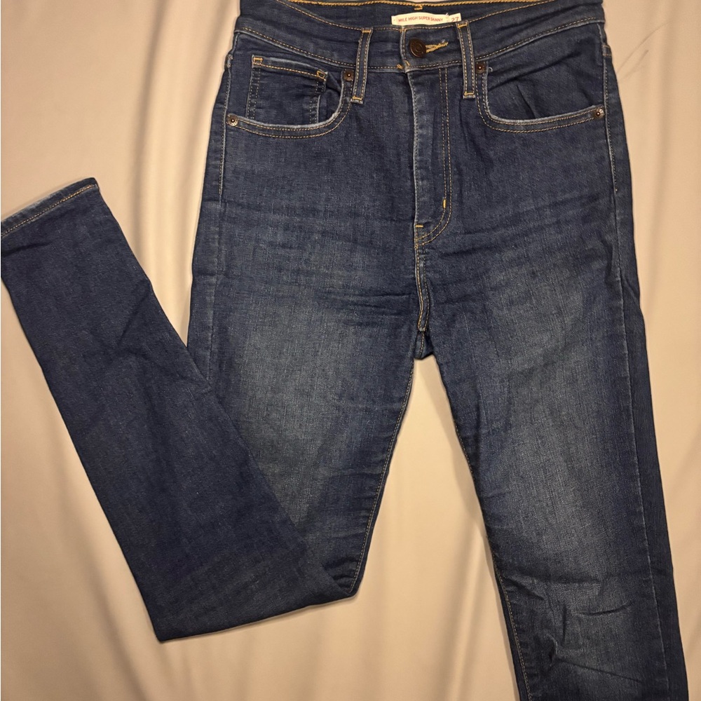 Levi's Mile High Super Skinny Jeans Size W27 L30 | Classic Blue High Rise Denim